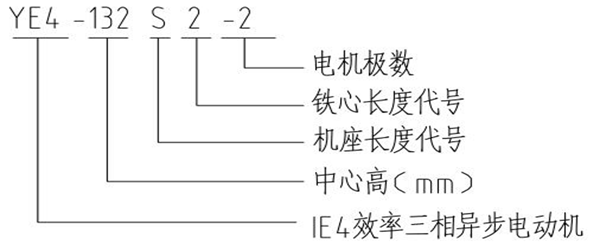 YE4係列超超高效節能三相異步電動機型號說明